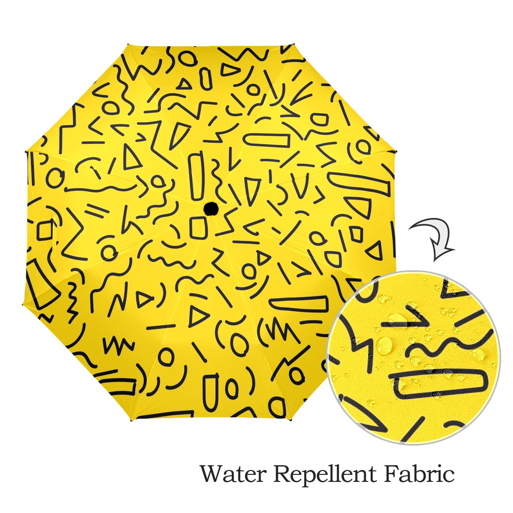 Black Squiggle On Yellow Umbrella Umbrella Printed Offshore