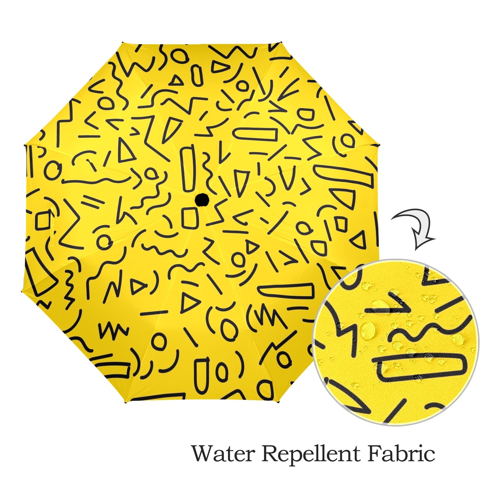 Black Squiggle On Yellow - Umbrella Umbrella Printed Offshore