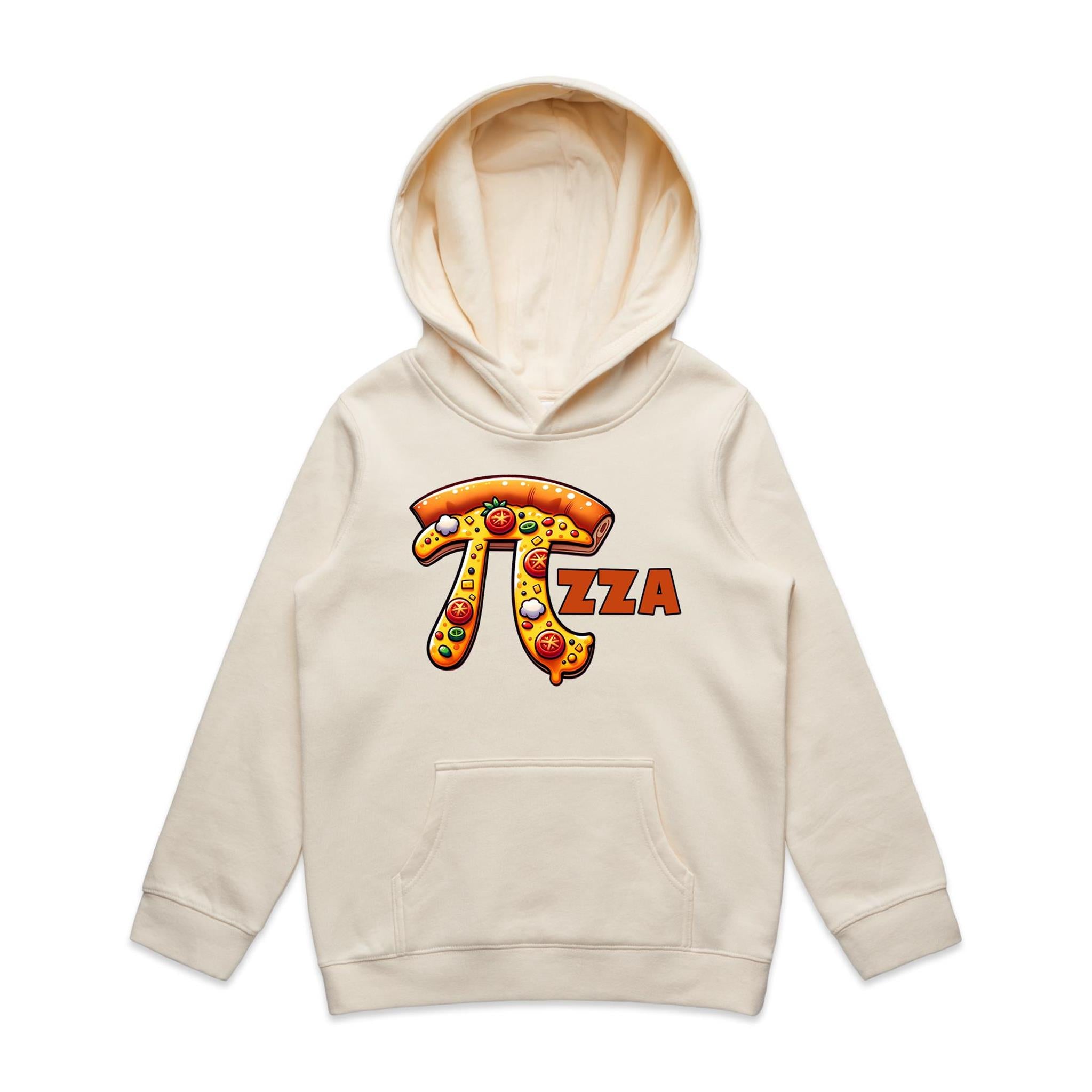 Pi Pizza - Kids Hoodie Ecru Kids Hoodie Printed In Australia