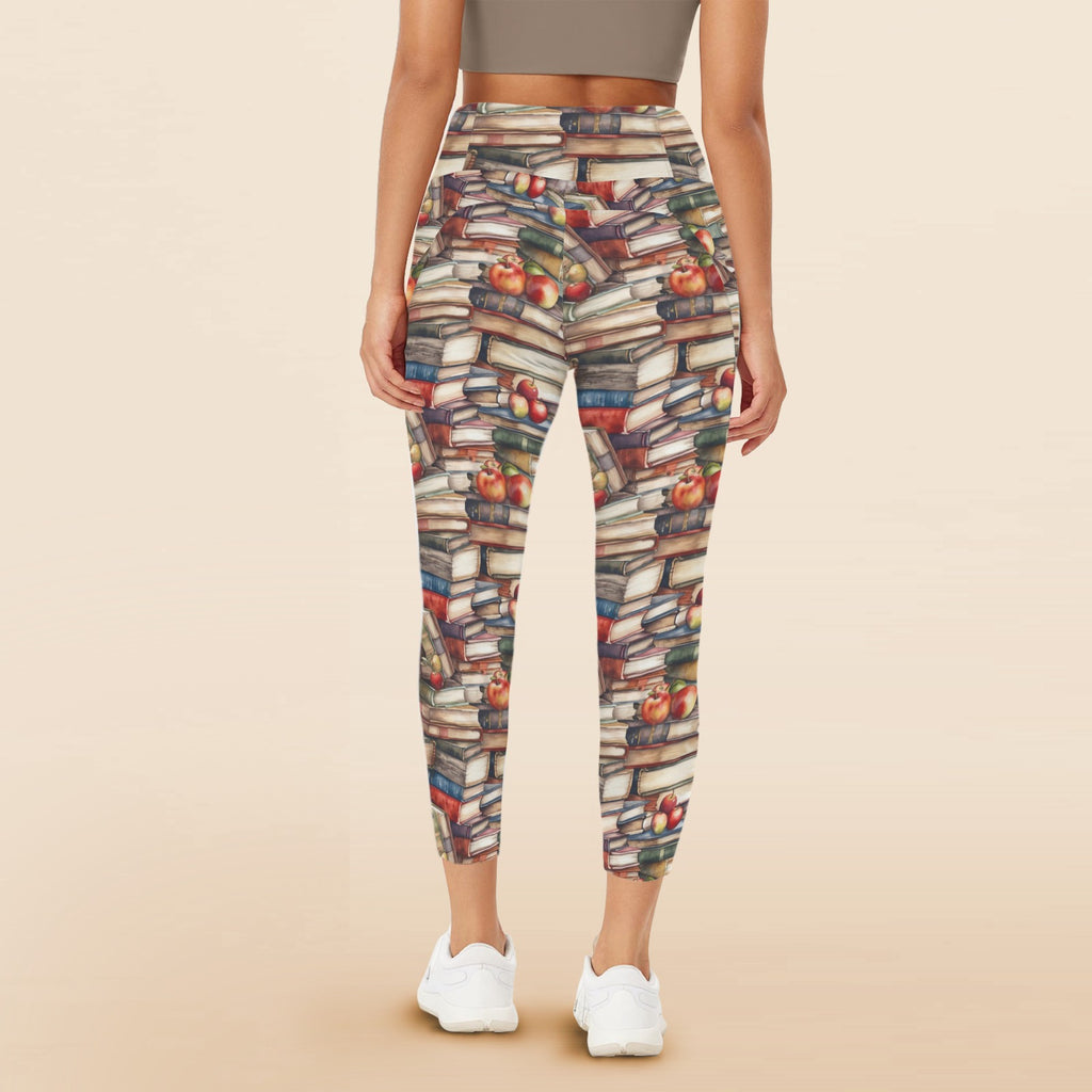 Watercolour Books - Women's High Waist Pockets Yoga Leggings