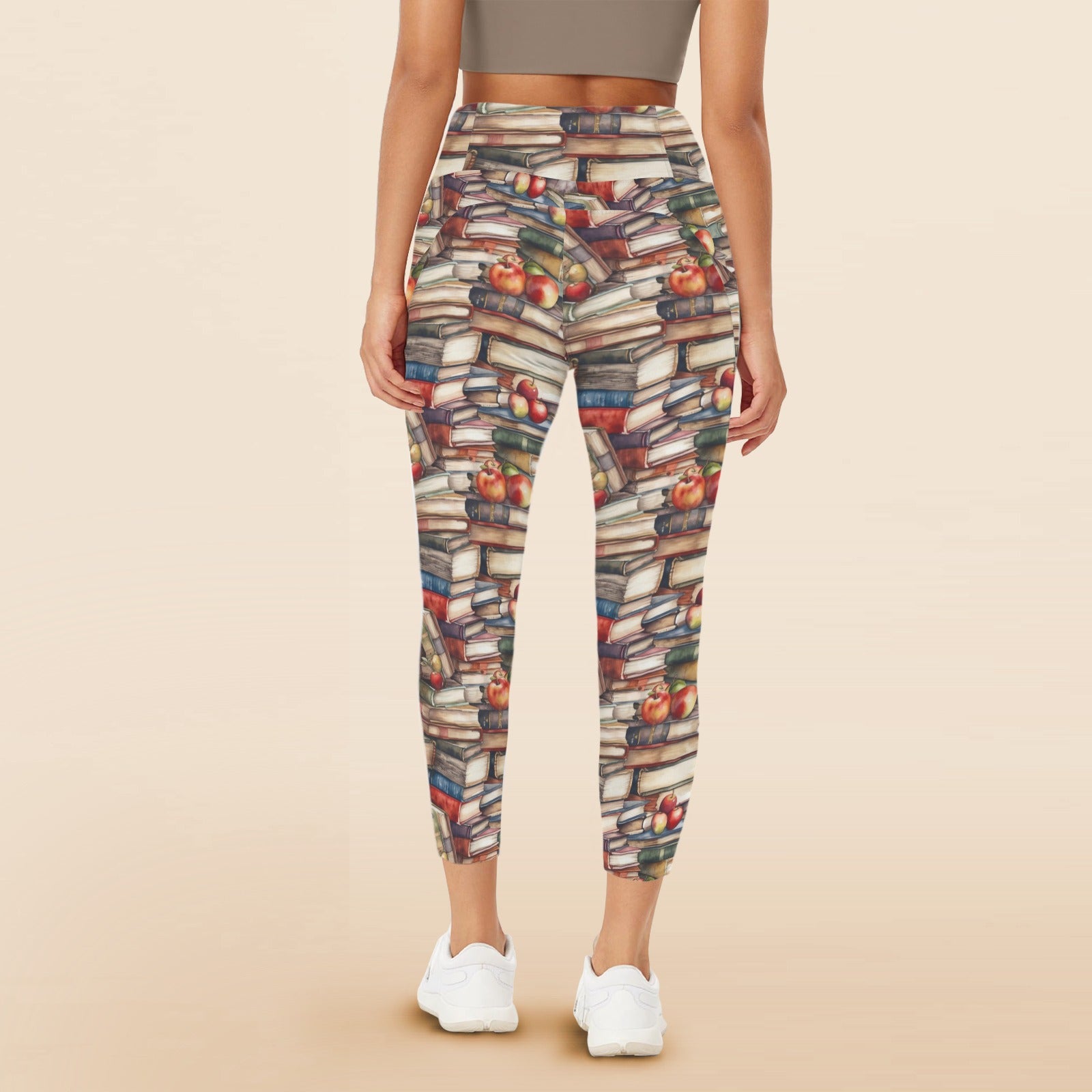 Watercolour Books - Women's High Waist Pockets Yoga Leggings