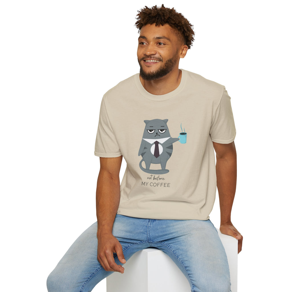 Not Before My Coffee, Cat - Unisex Softstyle T-Shirt