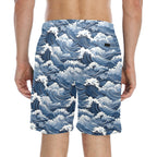 Japanese Waves Men's Mid-Length Beach Shorts Men's Mid-Length Beach Shorts Ocean Printed Offshore