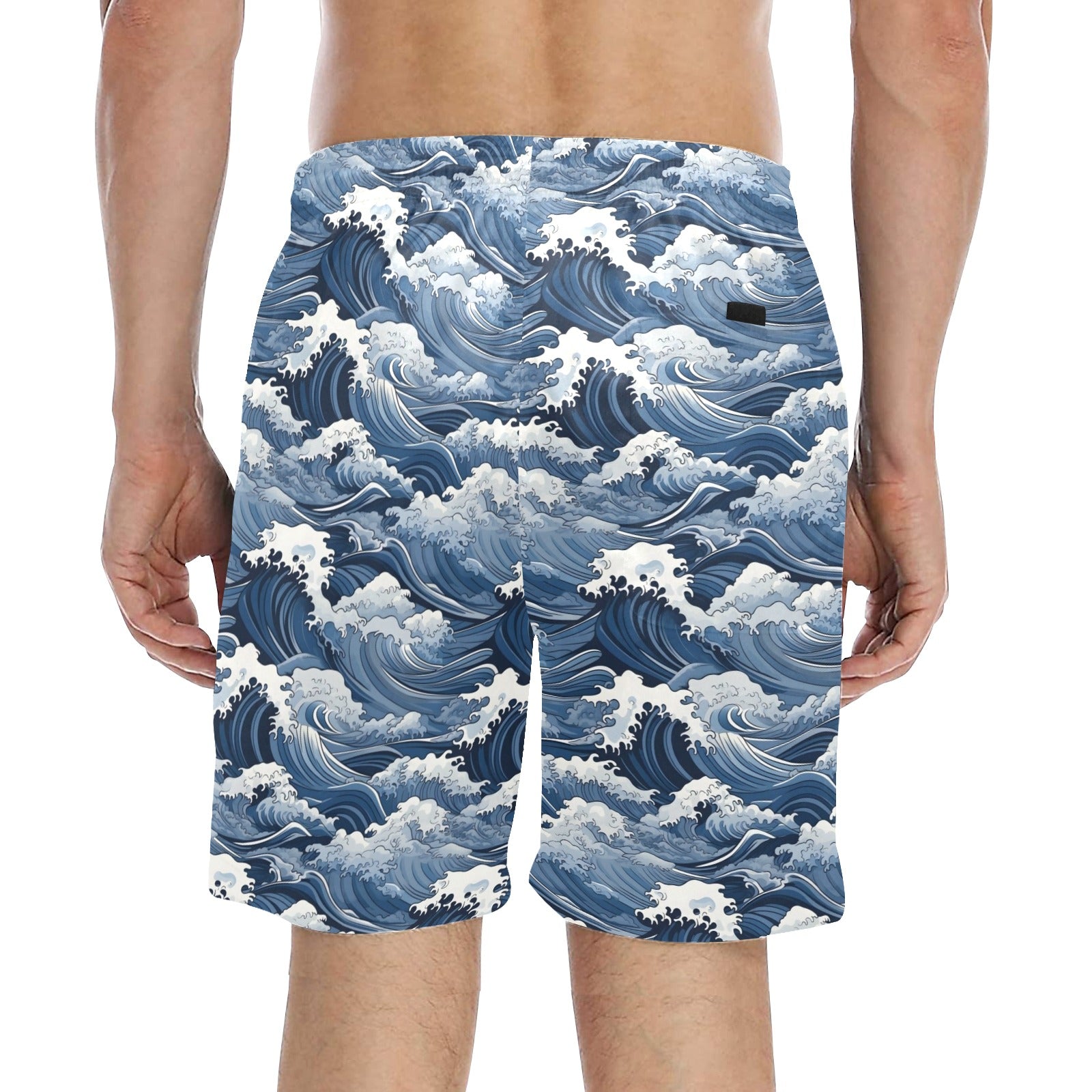 Japanese Waves Men's Mid-Length Beach Shorts Men's Mid-Length Beach Shorts Ocean Printed Offshore