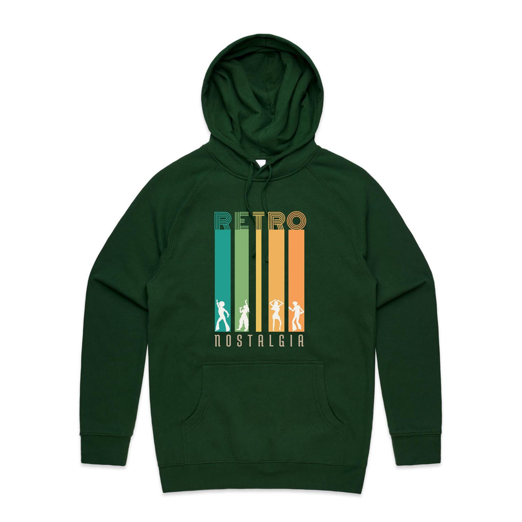 Retro Nostalgia - Mens Hoodie Forest Green Mens Hoodie Printed In Australia Retro