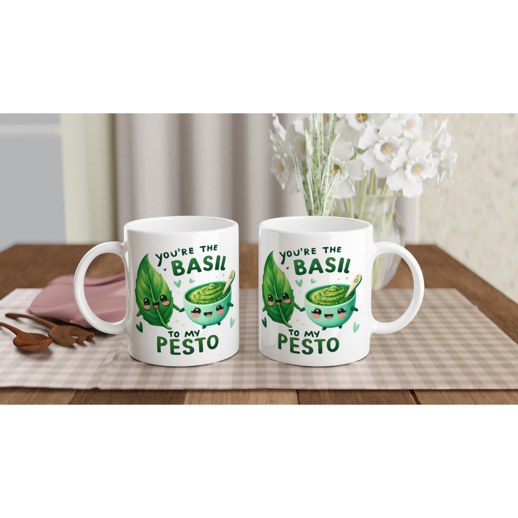 You're The Basil To My Pesto, Valentine - White 11oz Ceramic Mug White 11oz Mug Food Globally Fulfilled Love