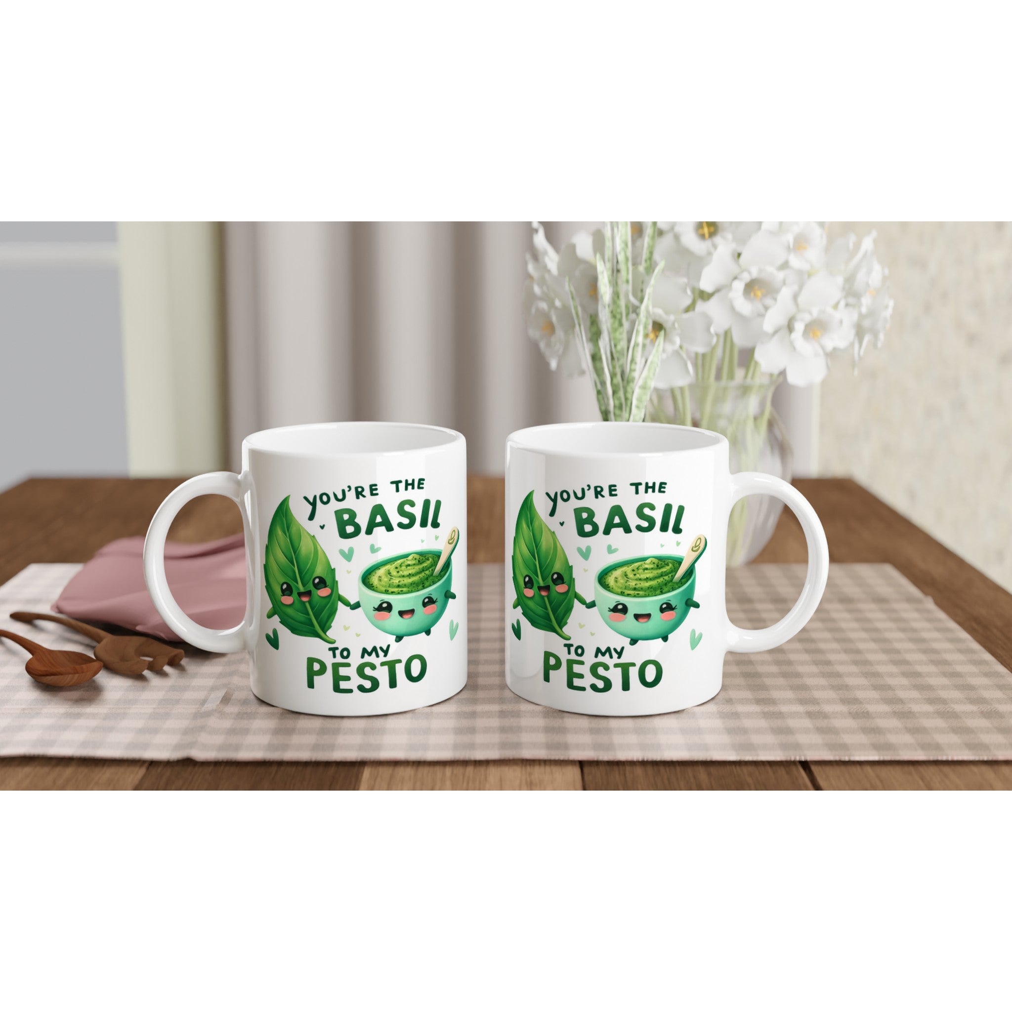 You're The Basil To My Pesto, Valentine - White 11oz Ceramic Mug White 11oz Mug Food Globally Fulfilled Love