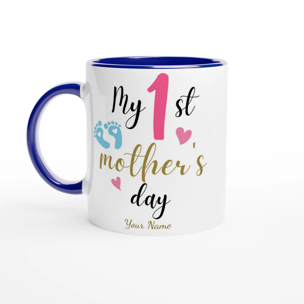 Personalised - My First Mother's Day - 11oz Ceramic Mug Ceramic Blue Personalised 11oz Mug customise Globally Fulfilled Mum personalise