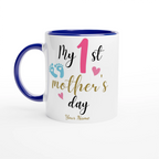 Personalised - My First Mother's Day - 11oz Ceramic Mug Ceramic Blue Personalised 11oz Mug customise Globally Fulfilled Mum personalise