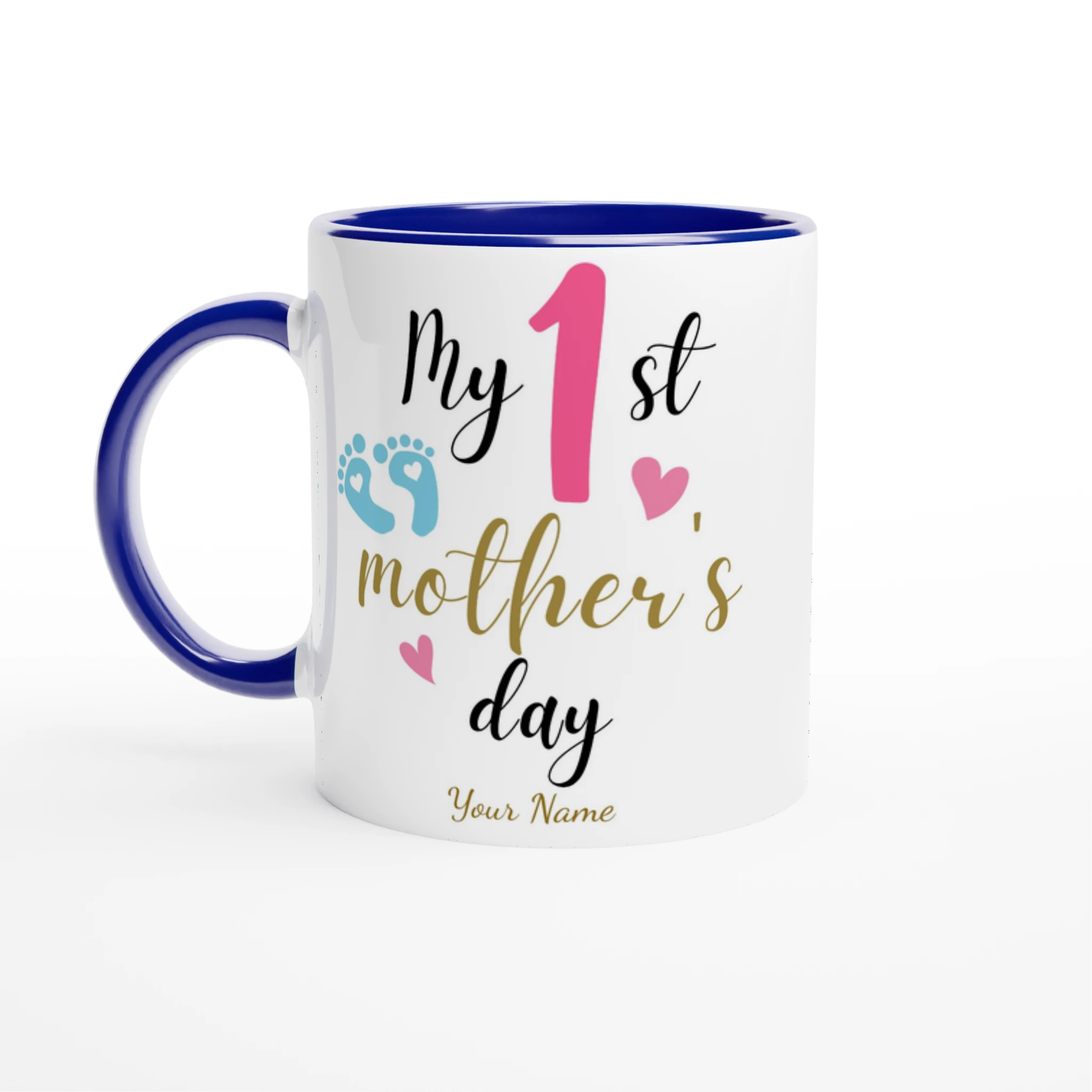 Personalised - My First Mother's Day - 11oz Ceramic Mug Ceramic Blue Personalised 11oz Mug customise Globally Fulfilled Mum personalise