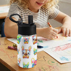 French Bulldogs 12oz Kids Water Bottle with Straw Lid
