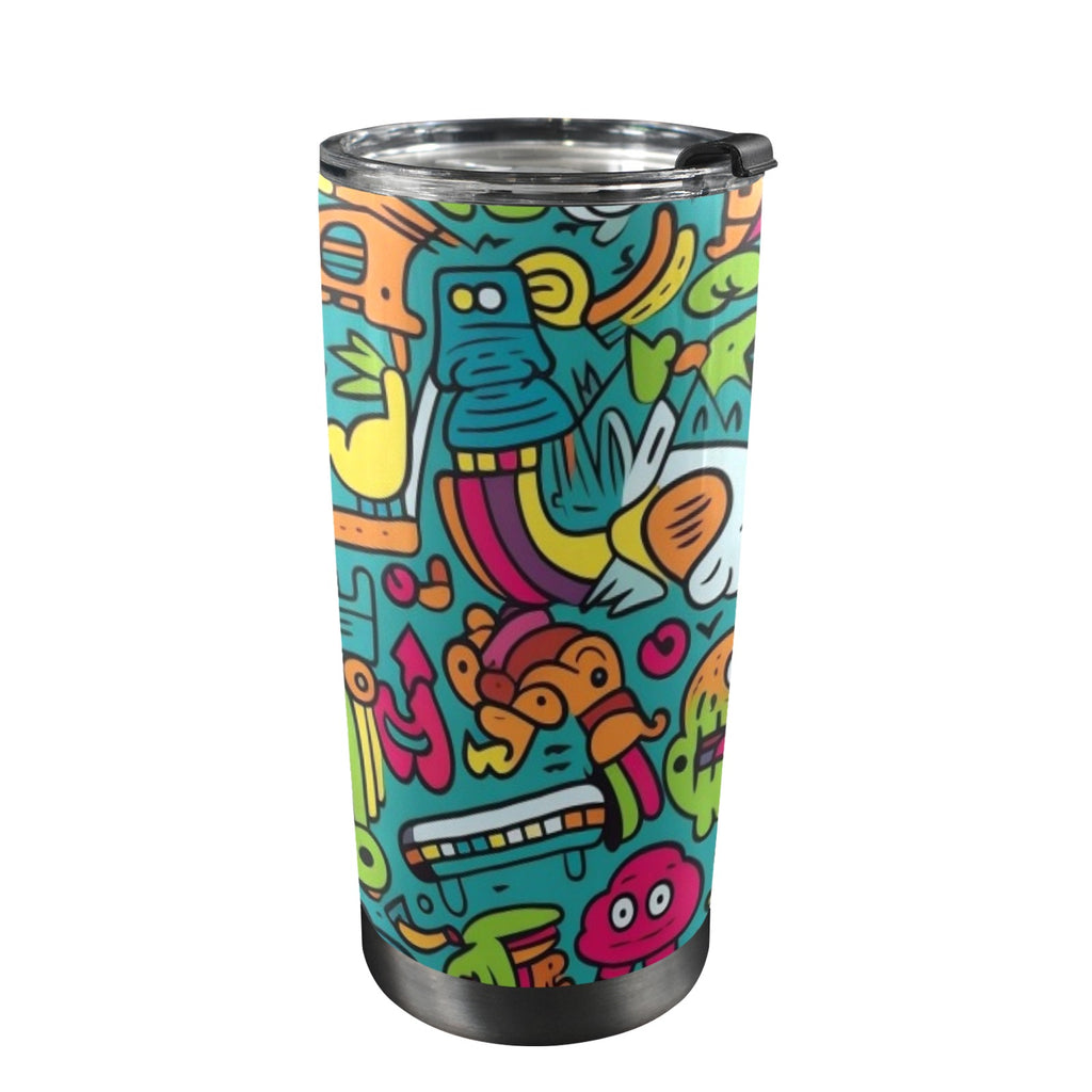 Crazy Characters - 20oz Mobile Tumbler with Lid (Black Lock) One Size 20oz Travel Mug Printed Offshore Sci Fi