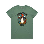 Good Vibes Only, Hippie Mushroom With Sunglasses - Womens T-shirt