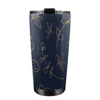 Gold Flowers On Navy - 20oz Mobile Tumbler with Lid (Black Lock) 20oz Travel Mug Printed Offshore