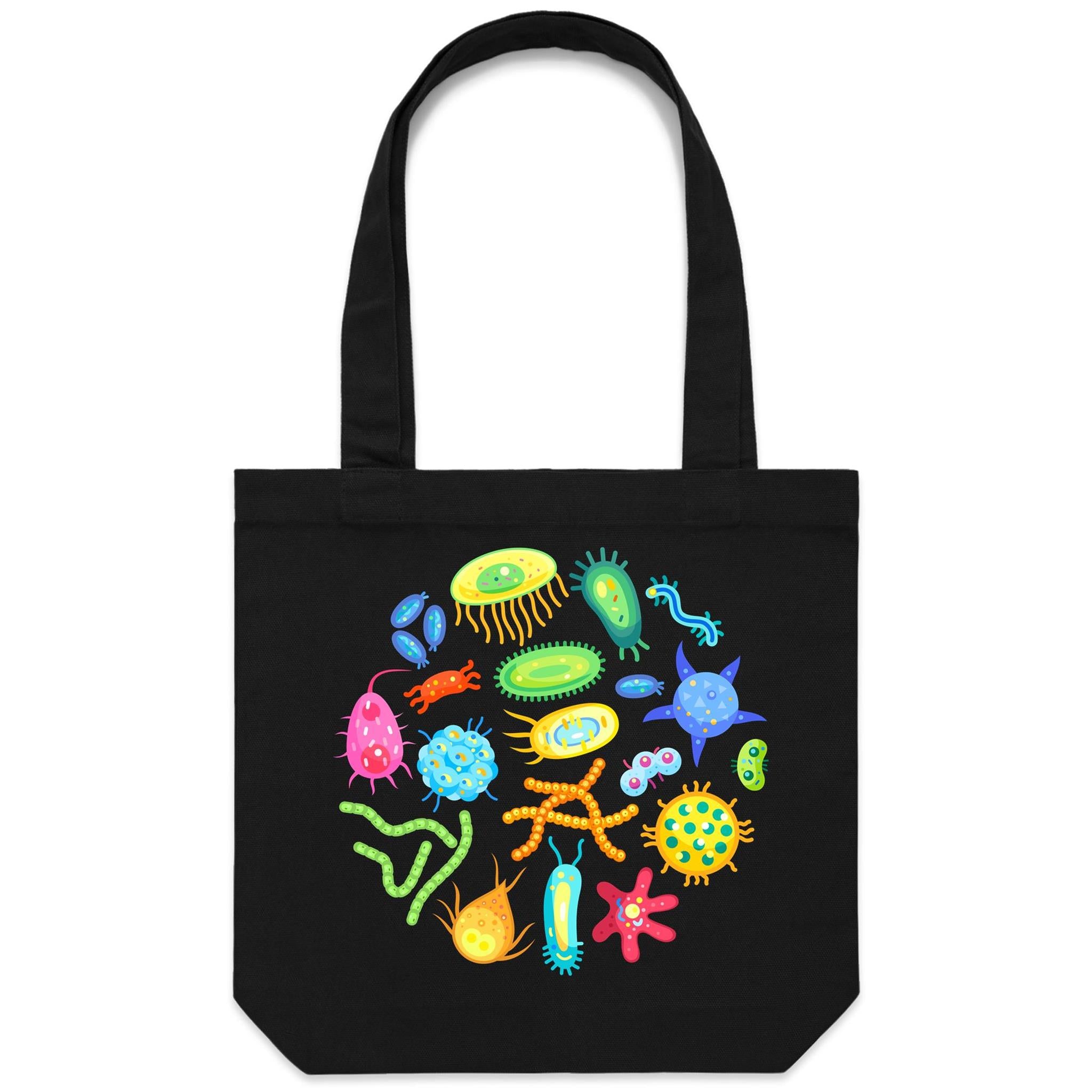 Under The Microscope - Canvas Tote Bag Black One Size Tote Bag Printed In Australia