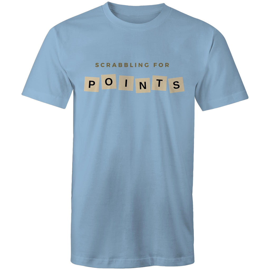 Scrabbling For Points - Mens T-Shirt Carolina Blue Mens T-shirt Games Printed In Australia