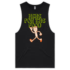 Here For The Food Mens Men's AS Colour Drop Arm Tank Top Black Drop Arm Tank Top Food Printed In Australia