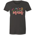 Mum, Flowers And Butterflies - Womens T-shirt