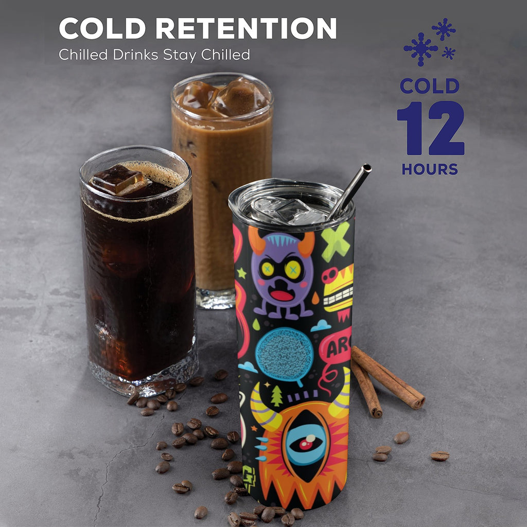 Monster Kids - 20oz Tall Skinny Tumbler with Lid and Straw