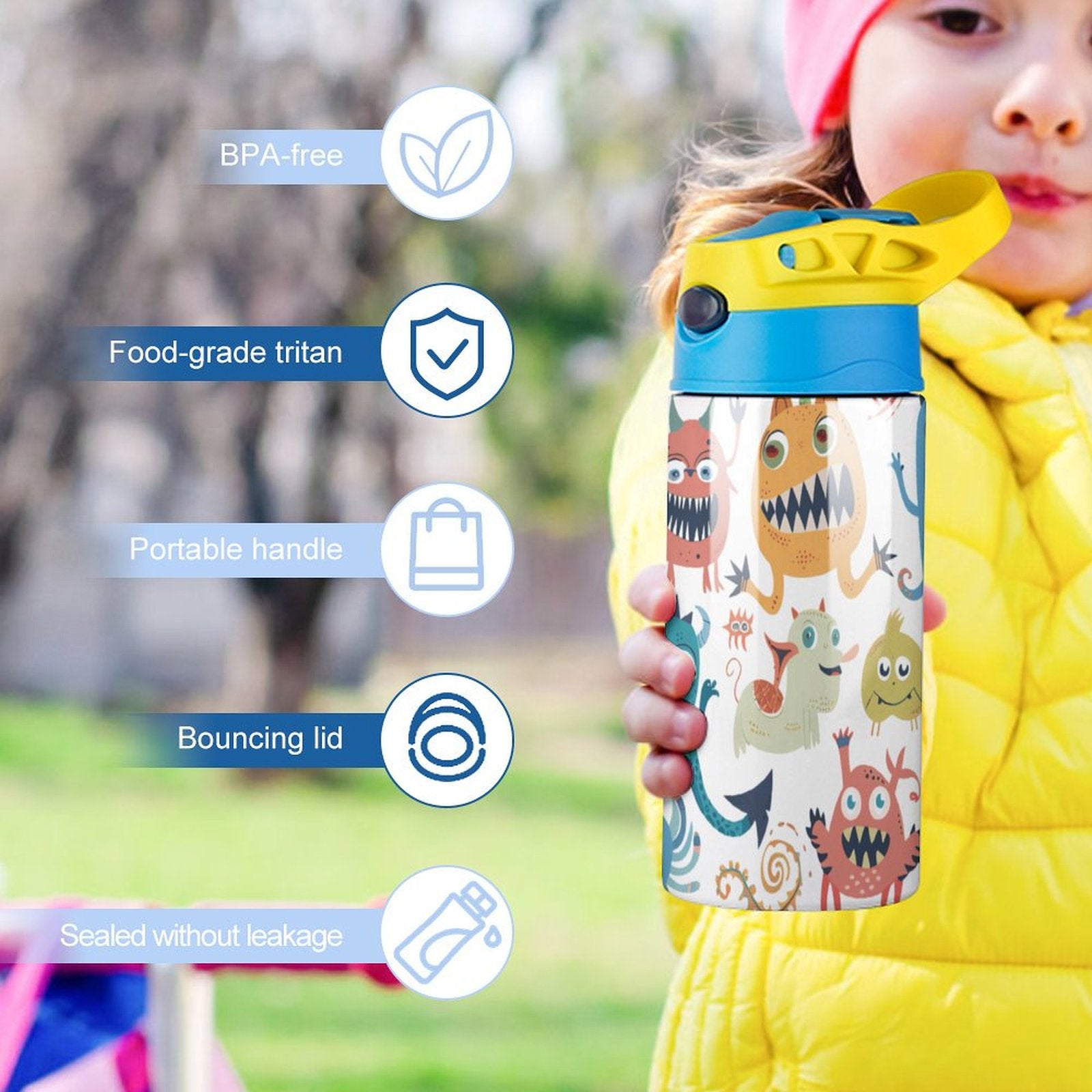 Monster Time - Little Kids Water Bottle Little Kids Water Bottle Printed Offshore Sci Fi