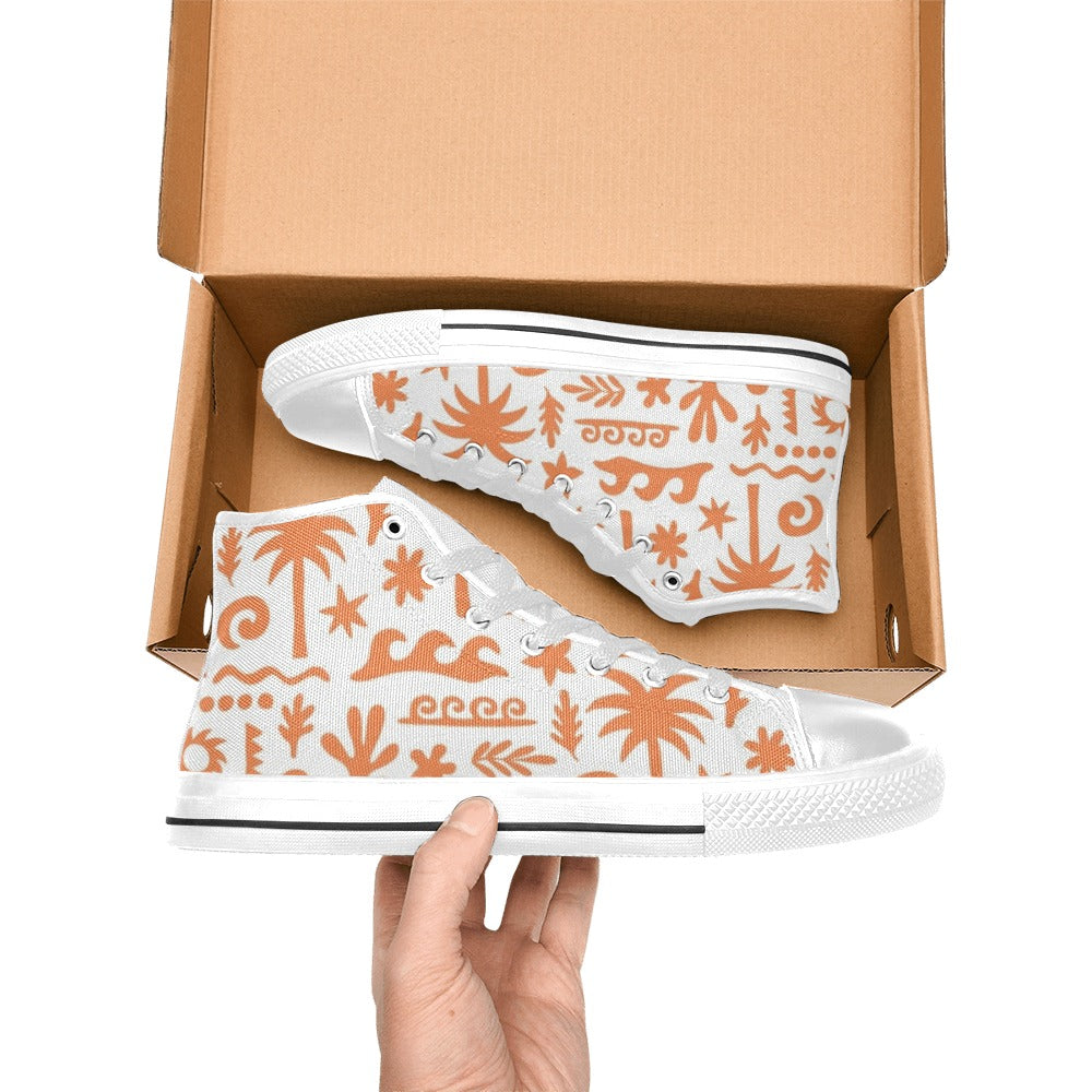 Orange Surf Kids High Top Canvas Shoes