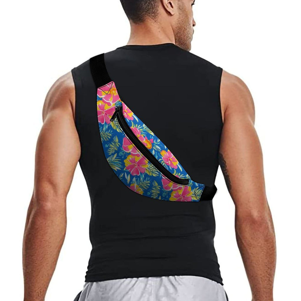 Pink And Blue Tropical Flower - Bum Bag / Fanny Pack