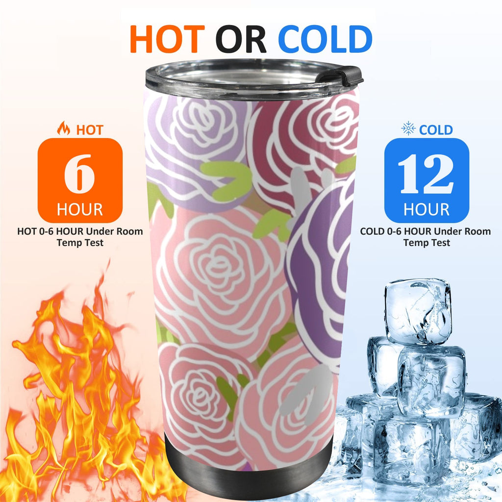Abstract Roses - 20oz Mobile Tumbler with Lid (Black Lock) 20oz Travel Mug Plants Printed Offshore