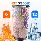 Abstract Roses - 20oz Mobile Tumbler with Lid (Black Lock) 20oz Travel Mug Plants Printed Offshore