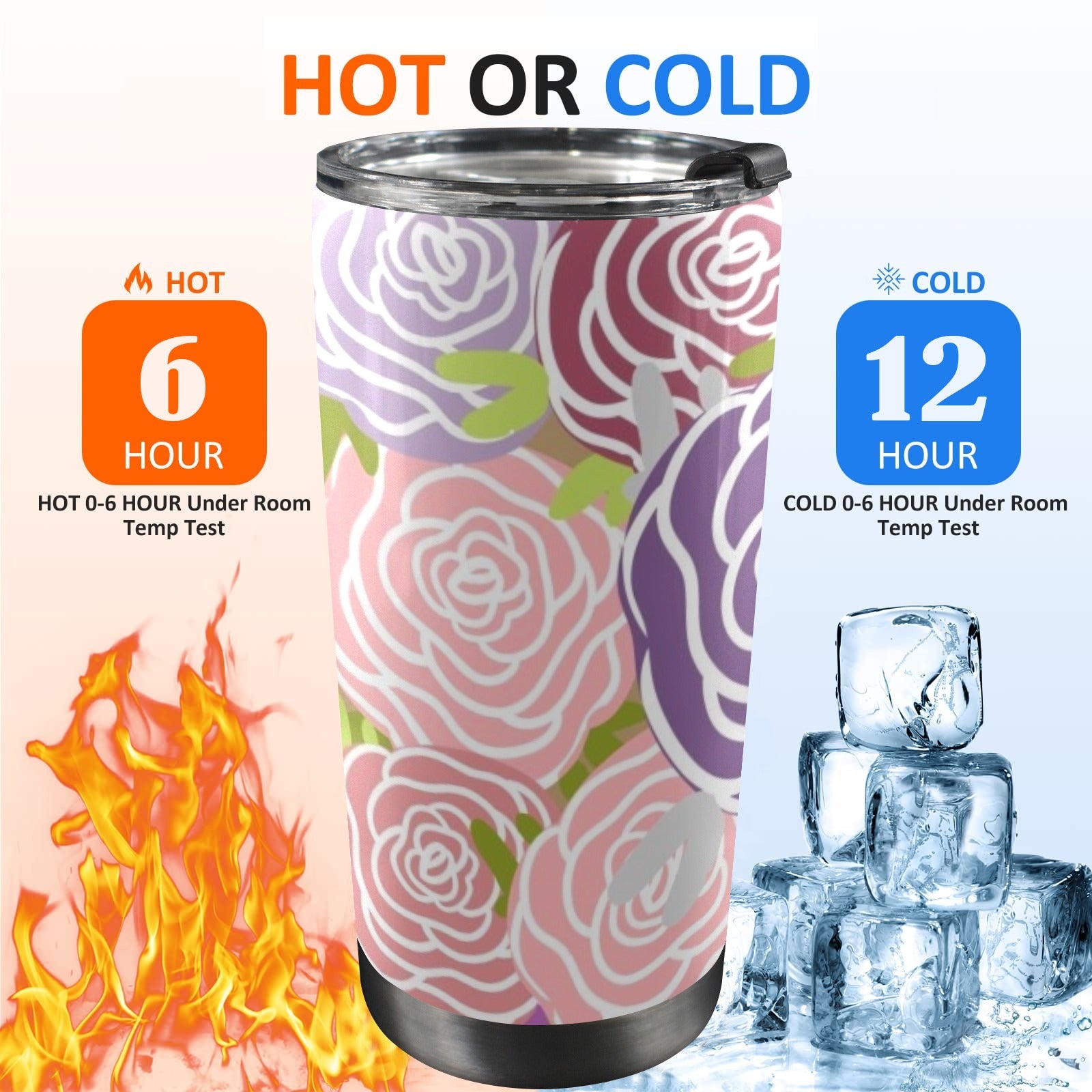 Abstract Roses - 20oz Mobile Tumbler with Lid (Black Lock) 20oz Travel Mug Plants Printed Offshore