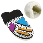 80's Abstract - Men's Fur Trim Thick-Sole Indoor Slippers Men's Fur Trimmed Slippers Printed Offshore Retro