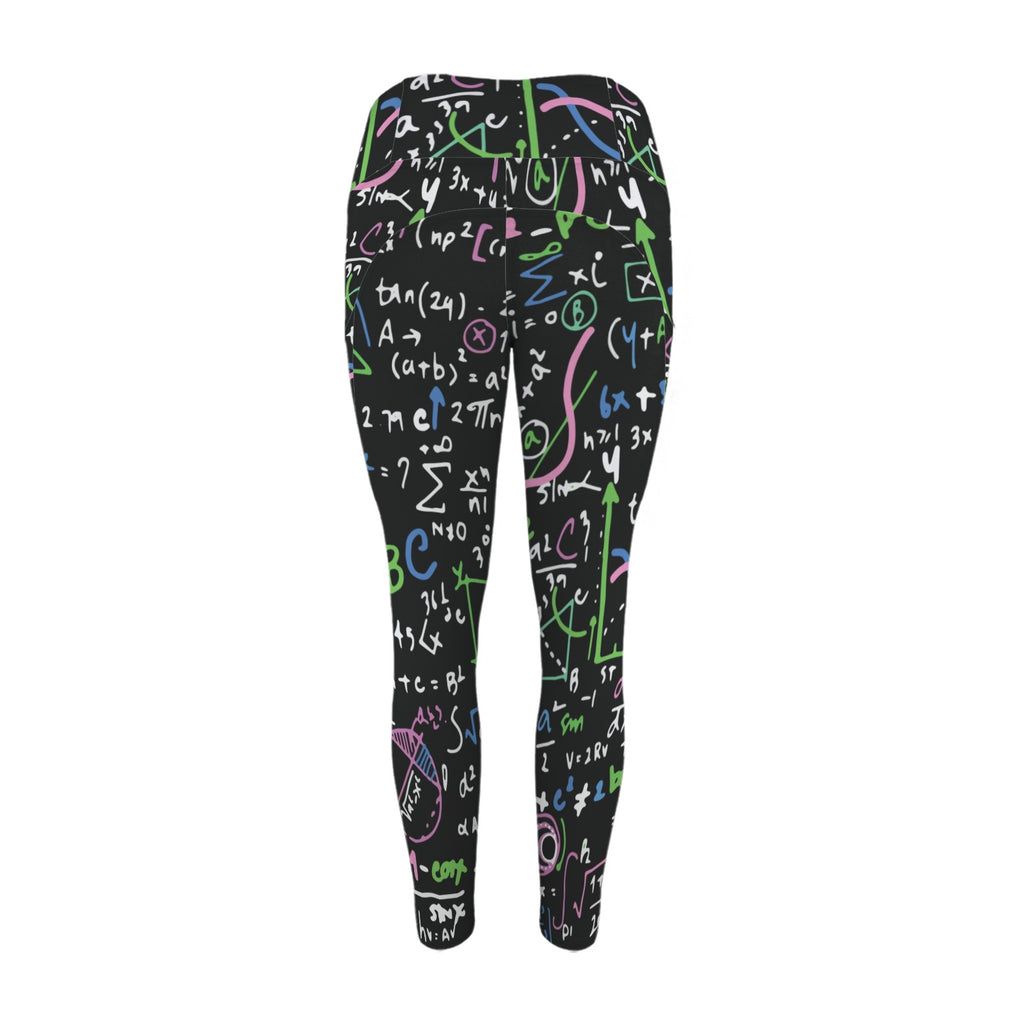 Equations In Green And Pink - Women's High Waist Pockets Yoga Leggings