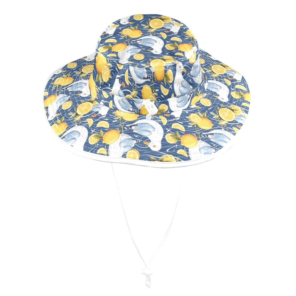 Lemon Seagull Wide Brim Bucket Hat Wide Brim Bucket Hat Birds Printed Offshore