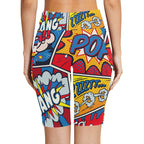Comic Book Women's Bike Shorts With Side Pockets Women's Bike Shorts comic Printed Offshore