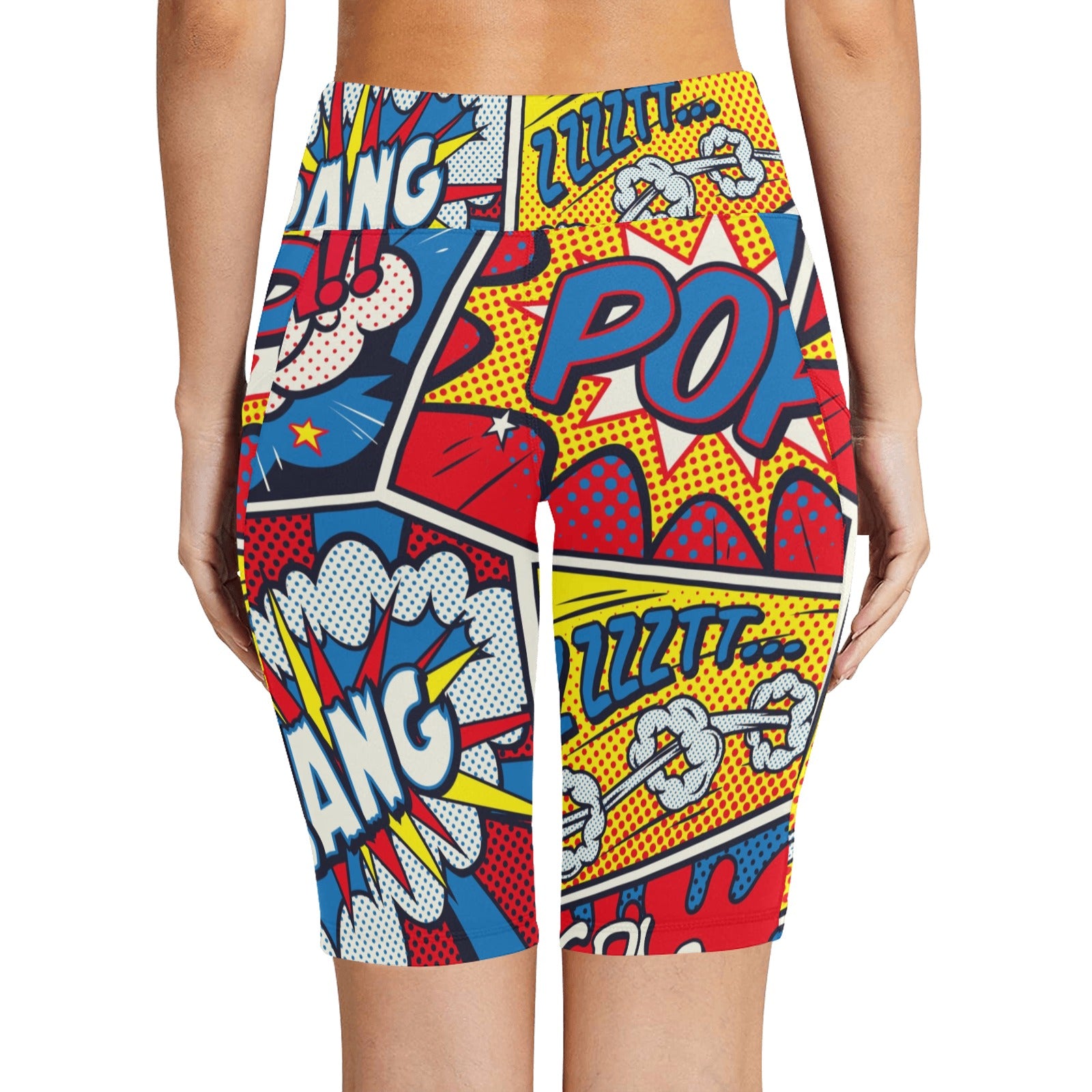 Comic Book Women's Bike Shorts With Side Pockets Women's Bike Shorts comic Printed Offshore