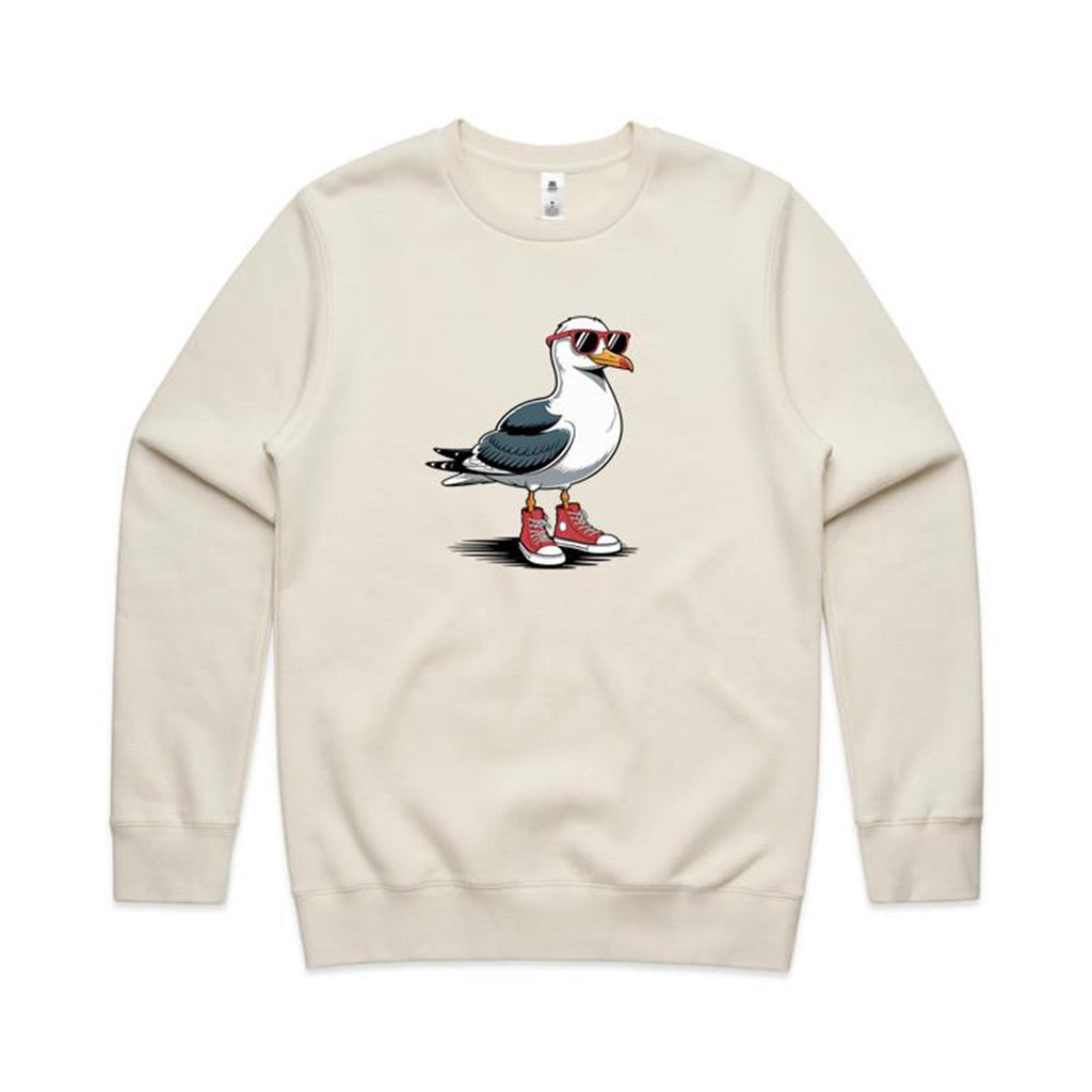 Seagull With Sunglasses And High Tops AS Colour Stencil Crew Sweatshirt