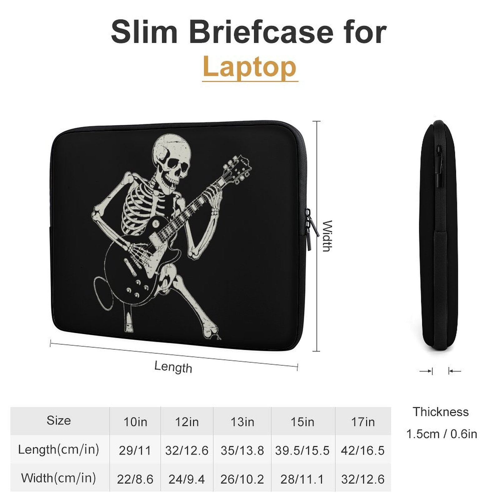 Skeleton Playing Guitar - Laptop Sleeve (Multiple Sizes)