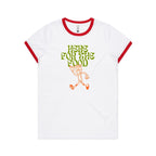 Here For The Food - Women's Ringer Tee White Red Womens Ringer T-shirt Food Printed In Australia