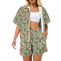 Mushroom Garden Women's Windbreaker Short Set 2XL Women's Windbreaker Short Set Plants Printed Offshore