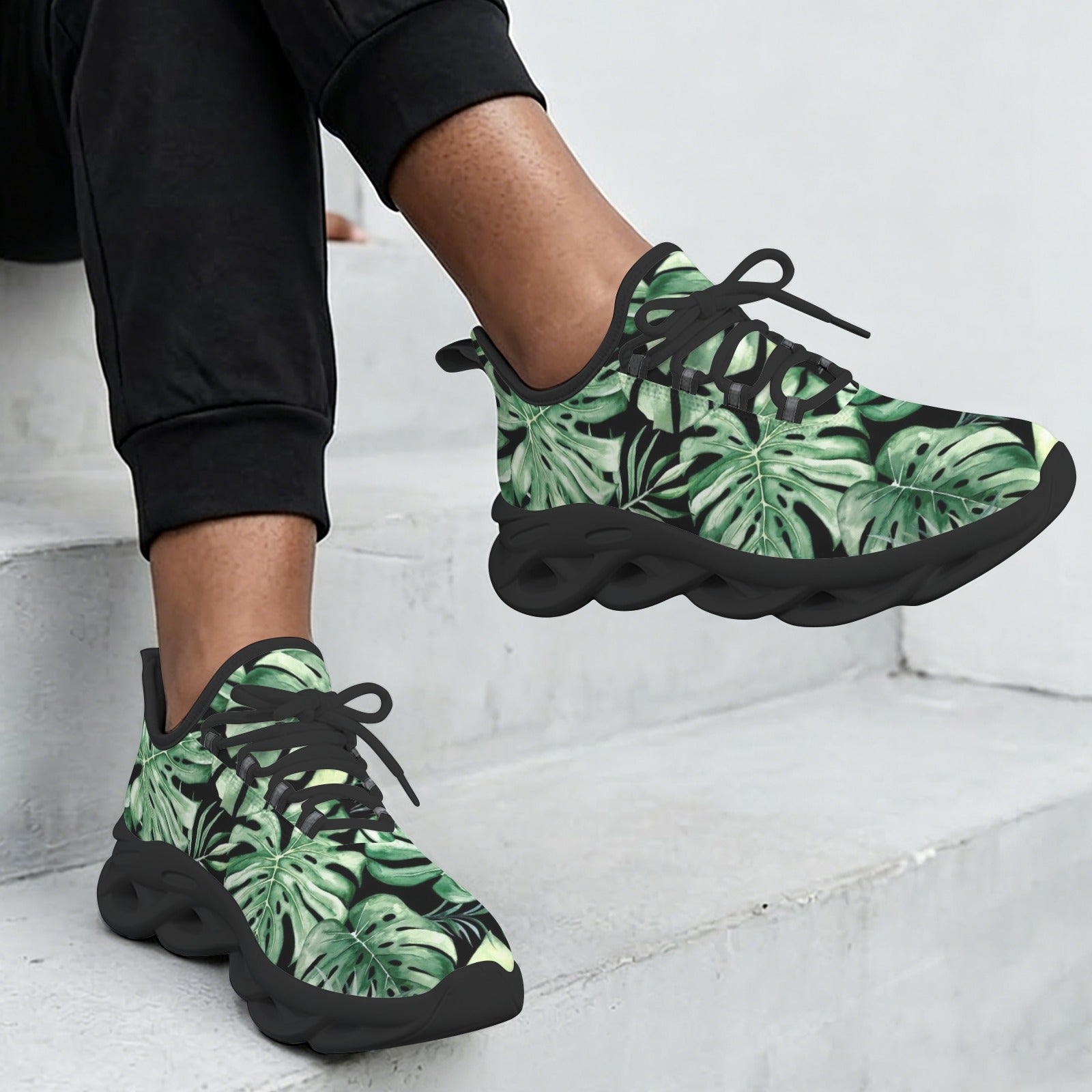Jungle Leaves Women's Twisted Sole Sneakers