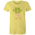 Here For The Food - Womens T-shirt Yellow Womens T-shirt Food Printed In Australia