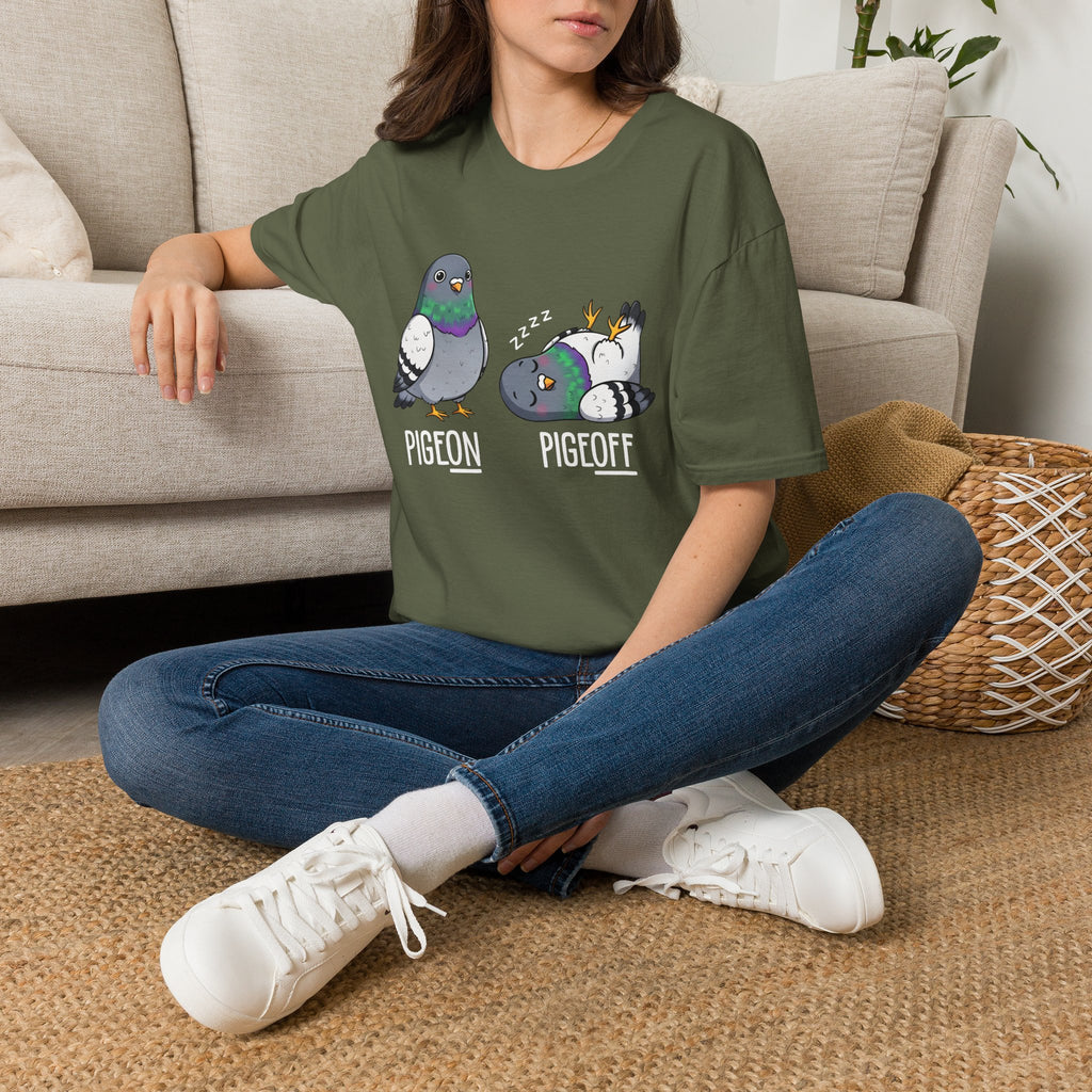 Pigeon vs Pigeoff Unisex T-Shirt Military Green Unisex Adult T-shirt Birds Globally Fulfilled