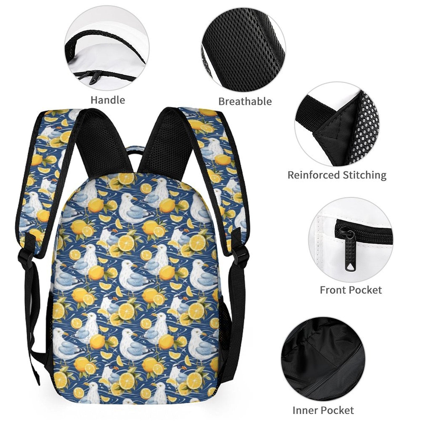 Lemon Seagull Backpack, Lunch Bag & Pencil Case Set