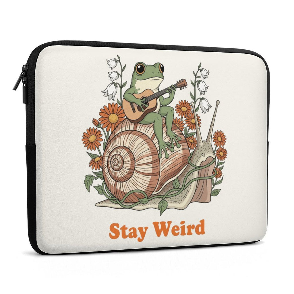 Stay Weird, Frog Playing Guitar Laptop Sleeve (Multiple Sizes) Laptop Sleeve Printed Offshore Retro
