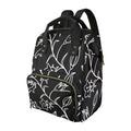 Black And White Floral - Multi-Function Backpack, Nappy / Diaper Bag