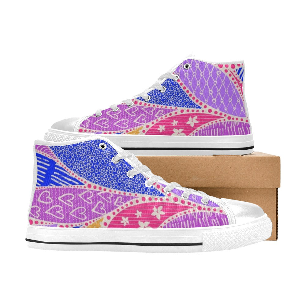 Pink Swirl - Women's High Top Canvas Shoes Womens Classic High Top Shoes Printed Offshore