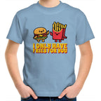 Hamburger, Fries, I Only Have Fries For You - Kids Youth T-Shirt Carolina Blue Kids Youth T-shirt Food Printed In Australia