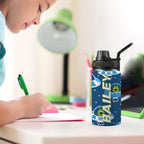 Personalised - Cute Aliens In UFO's - Kids Stainless Steel Water Bottle