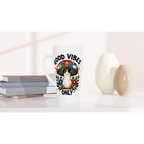Personalised Good Vibes Only, Hippie Mushroom With Sunglasses White Latte 17oz Ceramic Mug Personalised Latte Mug Globally Fulfilled Positivity