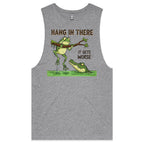 Hang In There, It Gets Worse Mens Men's AS Colour Drop Arm Tank Top Grey Marle Drop Arm Tank Top animal Printed In Australia