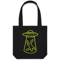 Alien Abduction Canvas Tote Bag Black One Size Tote Bag Printed In Australia Sci Fi